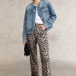 Blank NYC collarless heads up Light Blue Denim Jacket